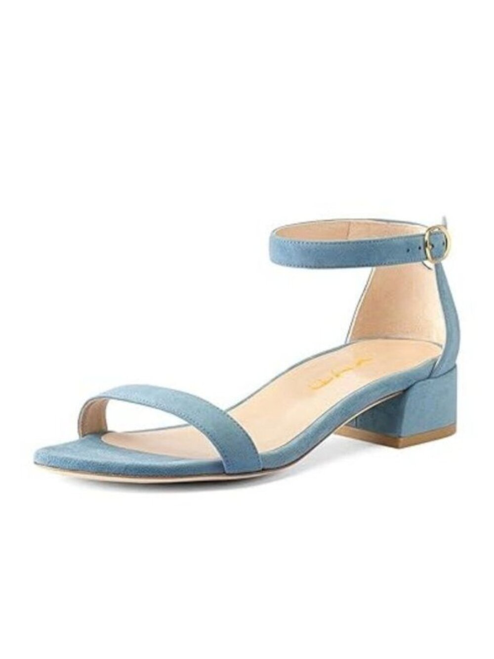 XYD Heels for Women, Open Toe, Ankle Strap, Buckled Low Chunky Block Pumps